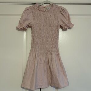 Reformation Smocked Puff Sleeve Dress in Light Pink